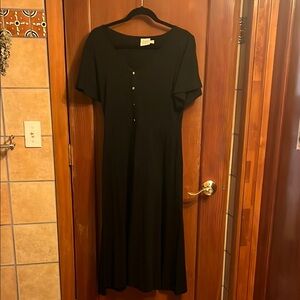 Mata Traders Black Buttoned Midi Dress Casual